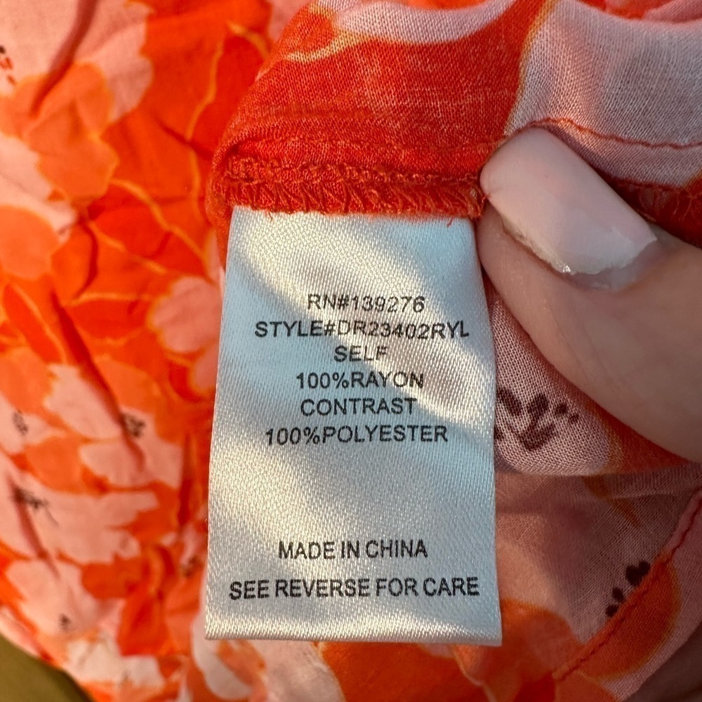 DR2 Gorgeous Cap Sleeve Lightweight Orange/Pink Floral Too Size XXL - Picture 6 of 10